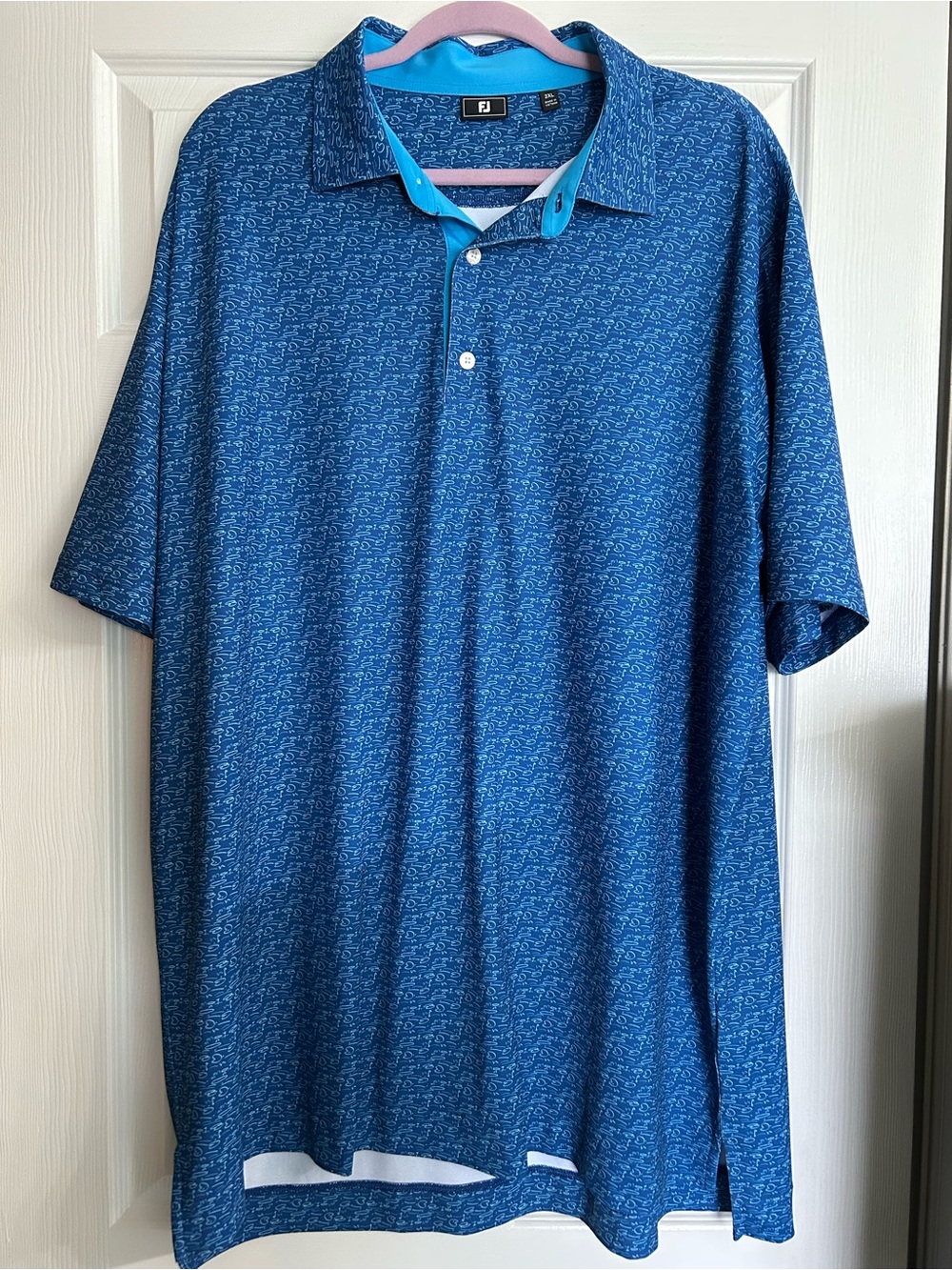 FootJoy Men’s Blue Golf Polo with Light Blue Trim